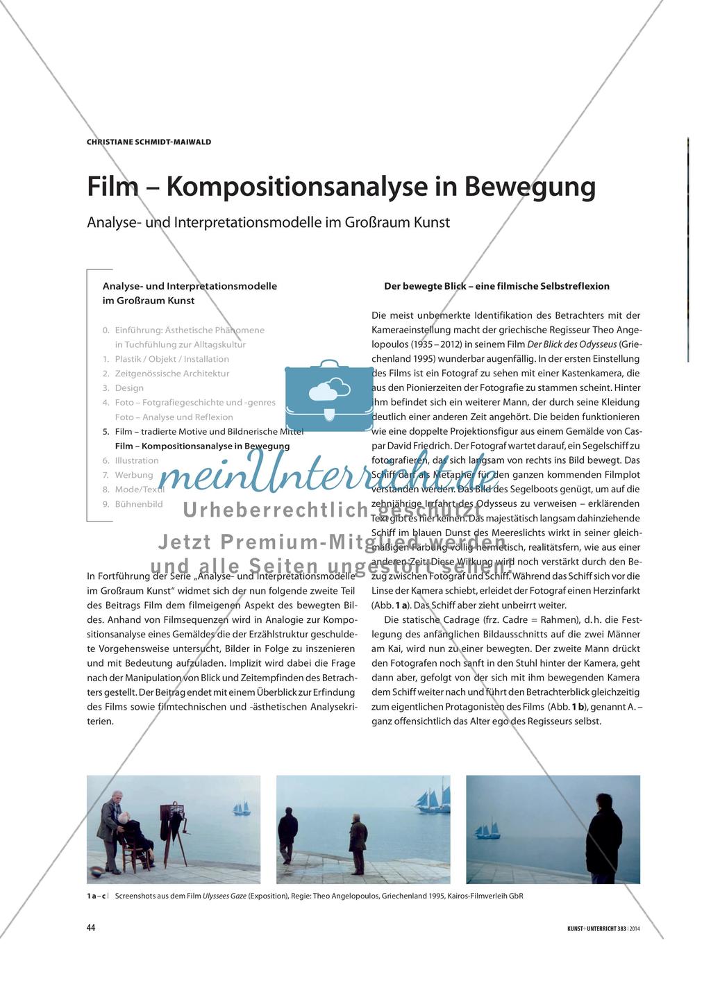 Film – Kompositionsanalyse in Bewegung: Analyse- und Interpretationsmodelle im Großraum Kunst Preview 1