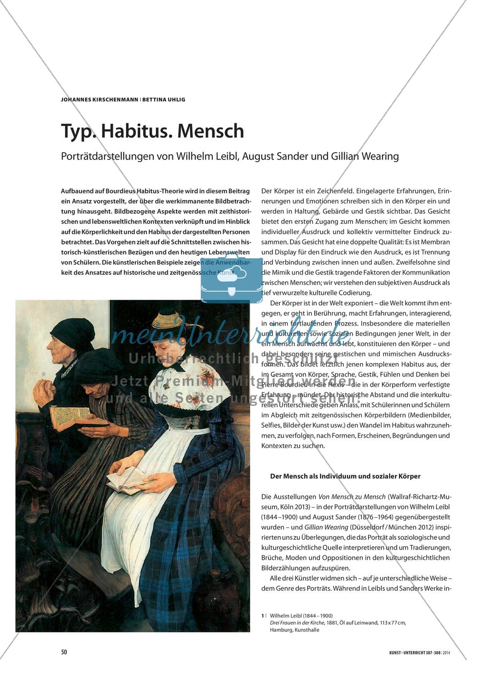 Typ. Habitus. Mensch - Porträtdarstellungen von Wilhelm Leibl, August Sander und Gillian Wearing Preview 1