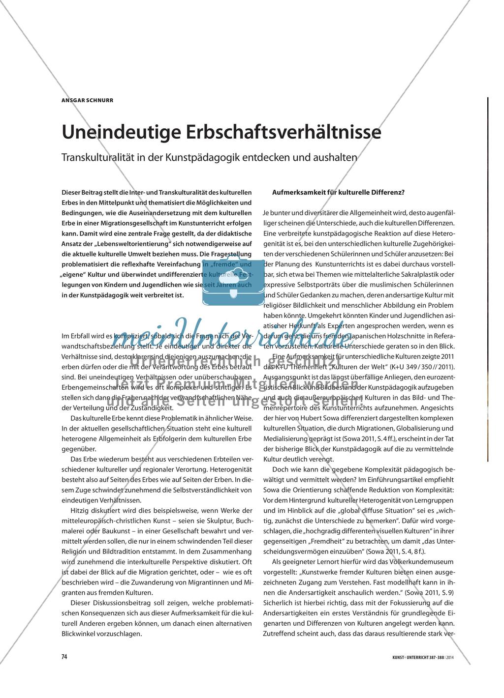 Uneindeutige Erbschaftsverhältnisse - Transkulturalität in der Kunstpädagogik entdecken und aushalten Preview 1
