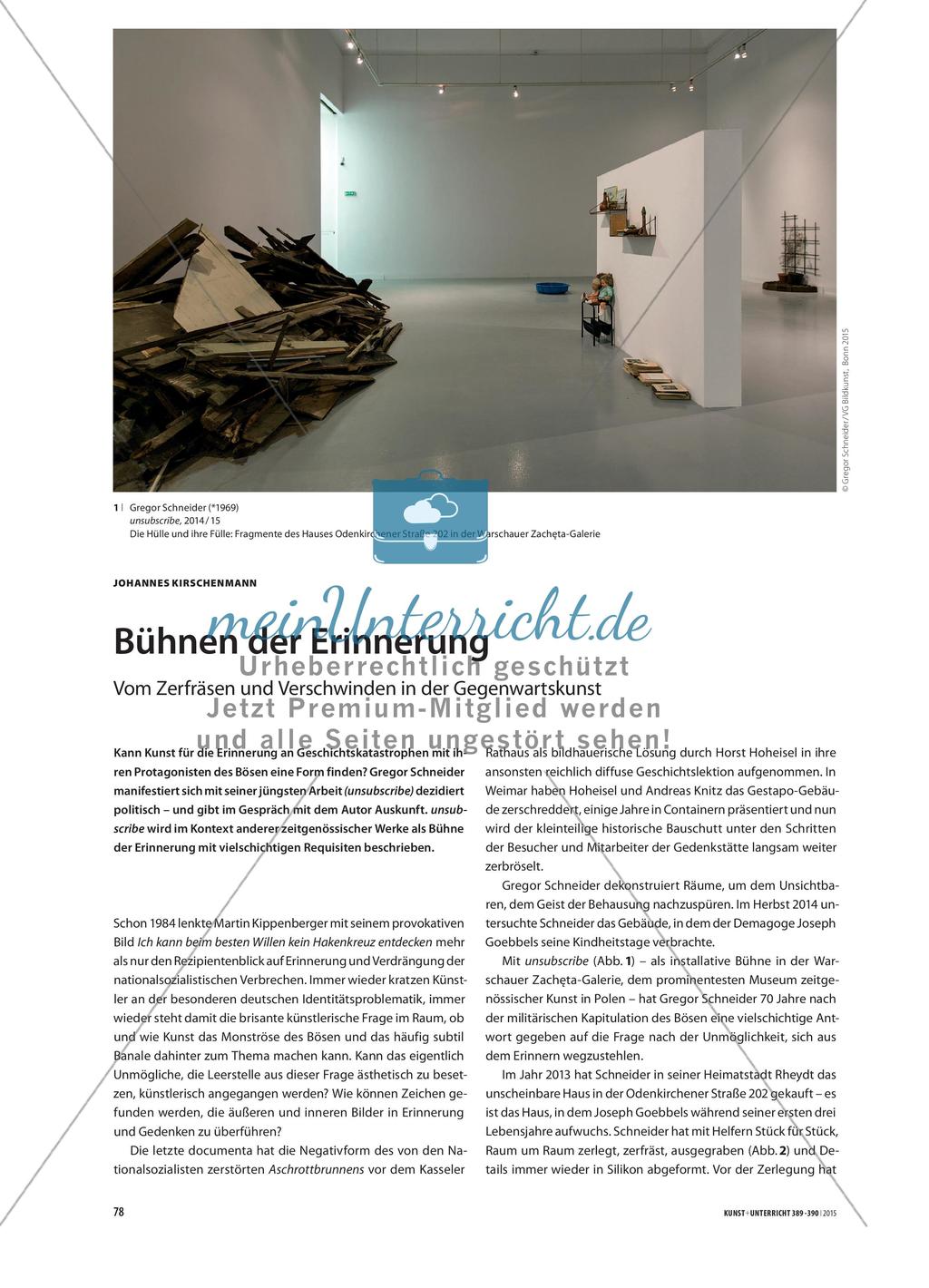Bühnen der Erinnerung - Vom Zerfräsen und Verschwinden in der Gegenwartskunst Preview 1