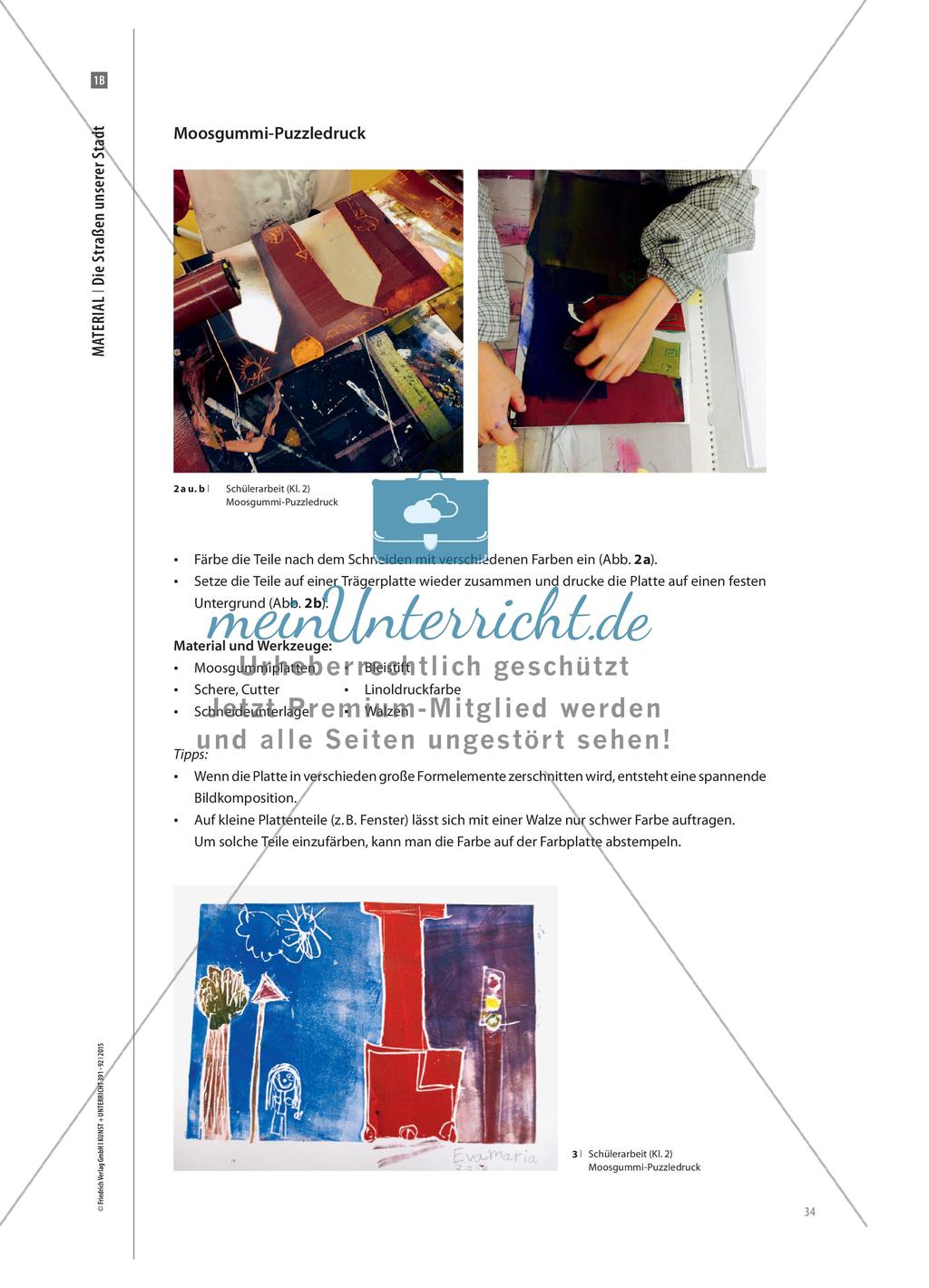 Die Straßen unserer Stadt: Puzzledruck – mehrfarbiger Druck mit einer Platte Preview 4