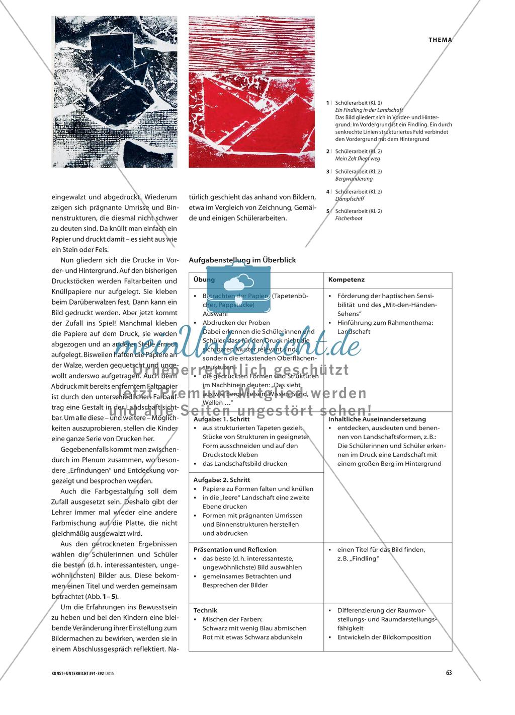 Landschaften drucken - Strukturen mit Tapete, Falt- und Knäuelpapier Preview 2