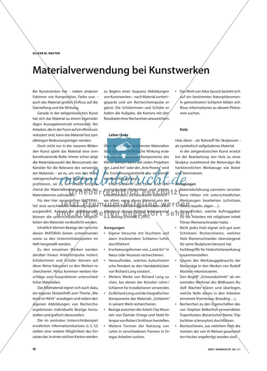 Materialverwendung bei Kunstwerken Preview 1