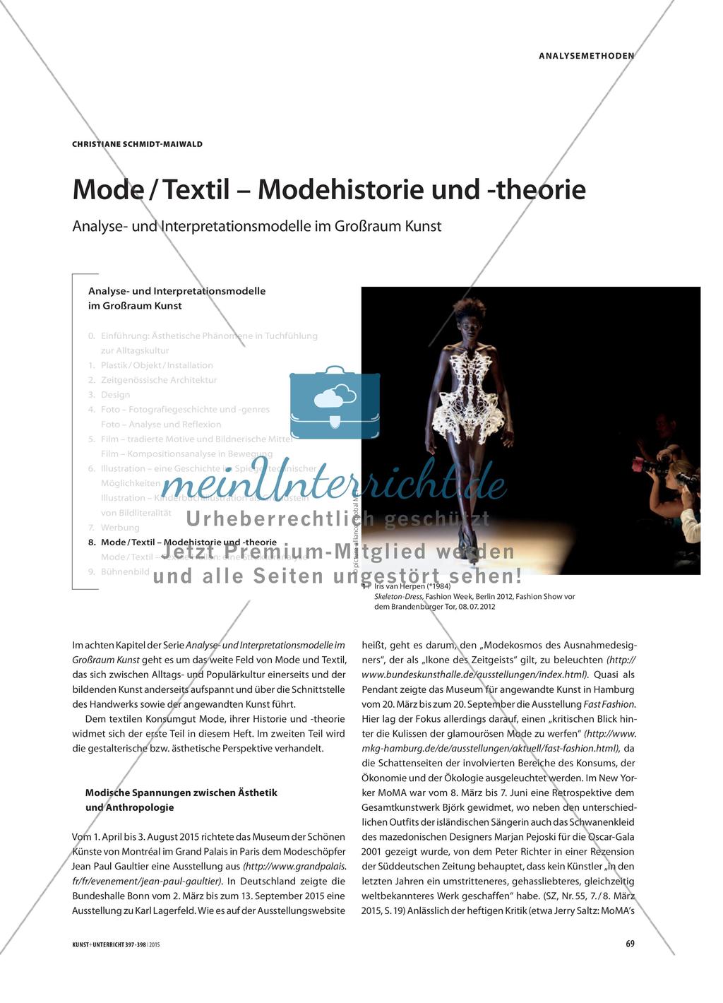 Mode / Textil – Modehistorie und -theorie: Analyse- und Interpretationsmodelle im Großraum Kunst Preview 1