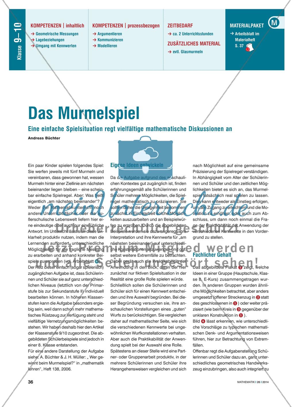 Das Murmelspiel - Eine einfache Spielsituation regt vielfältige mathematische Diskussionen an Preview 1
