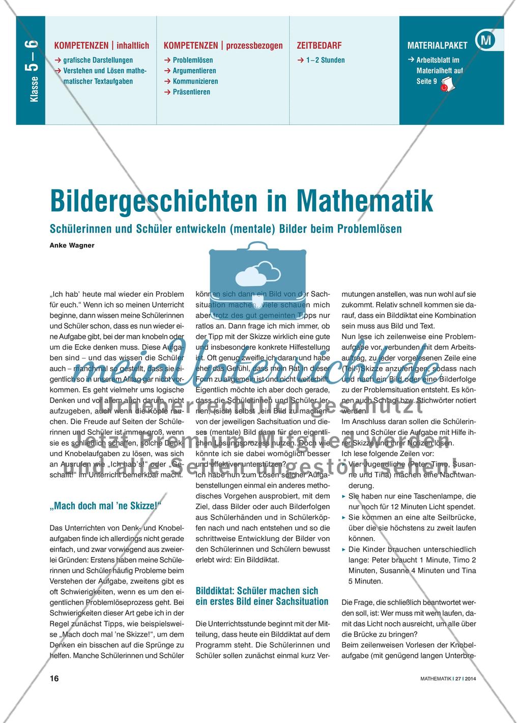 Bildergeschichten in Mathematik - Schülerinnen und Schüler entwickeln (mentale) Bilder beim Problemlösen Preview 1
