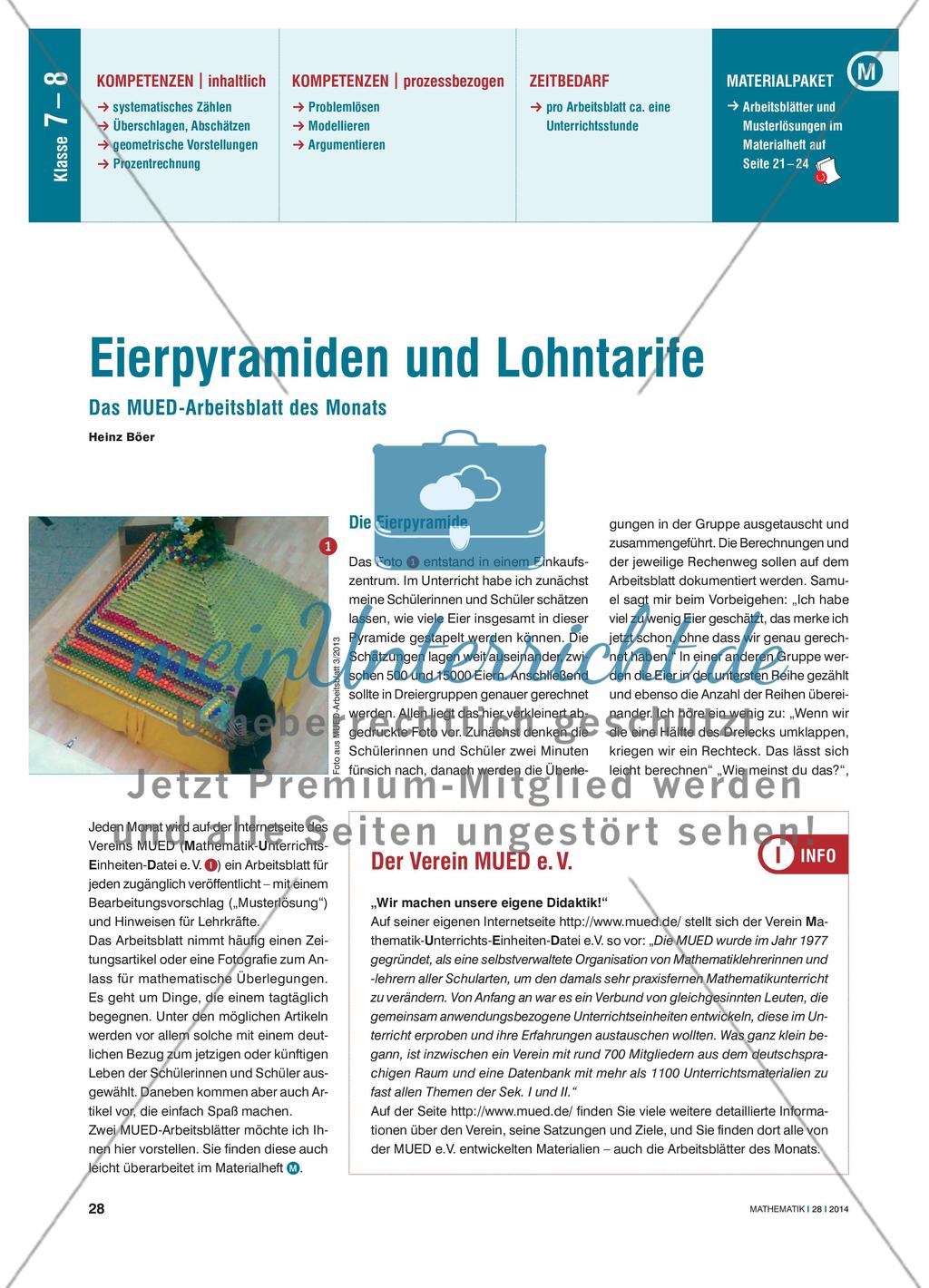 Eierpyramiden und Lohntarife - Das MUED-Arbeitsblatt des Monats Preview 1