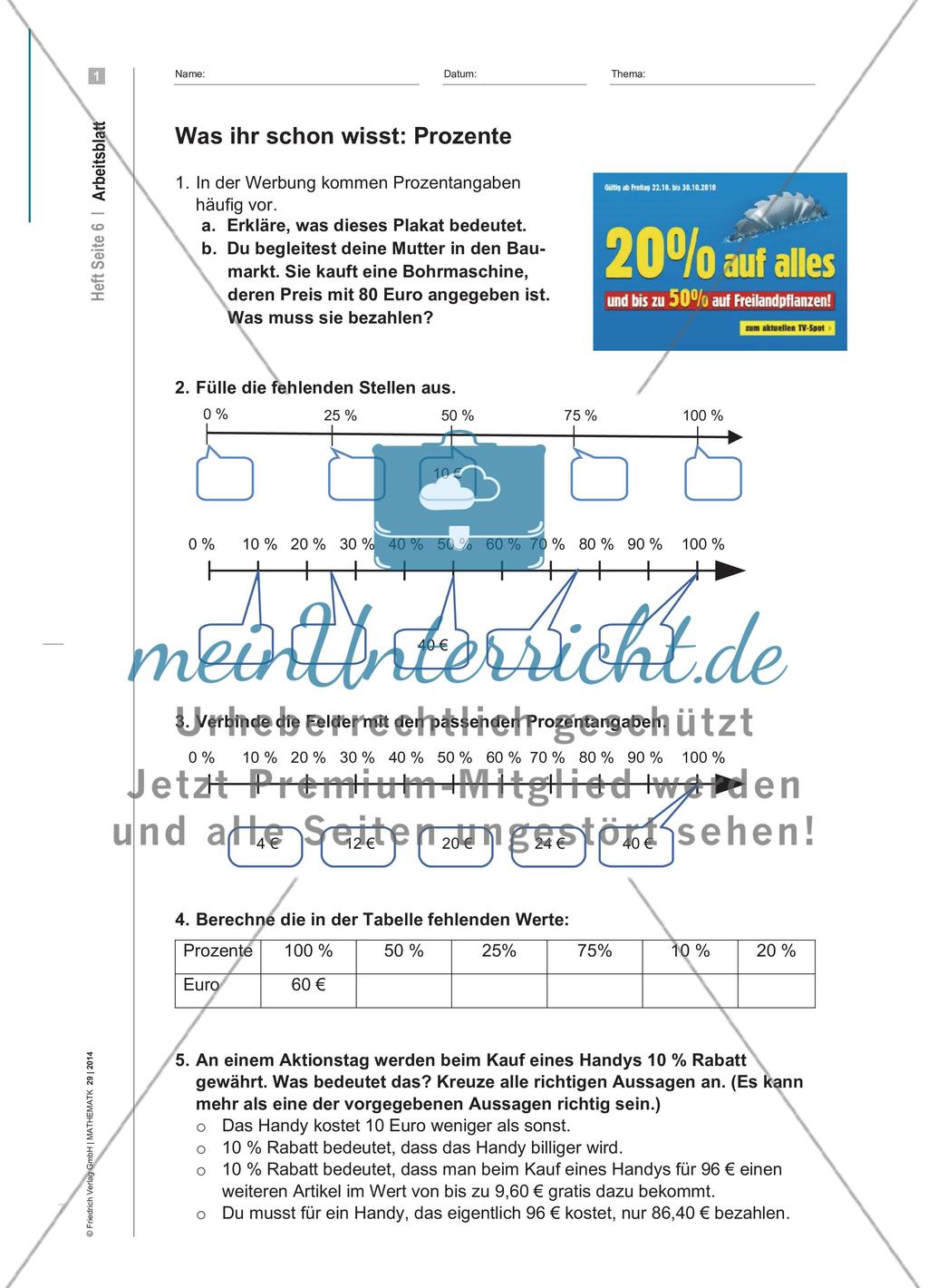 Vorerfahrungen zur Prozentrechnung Preview 2