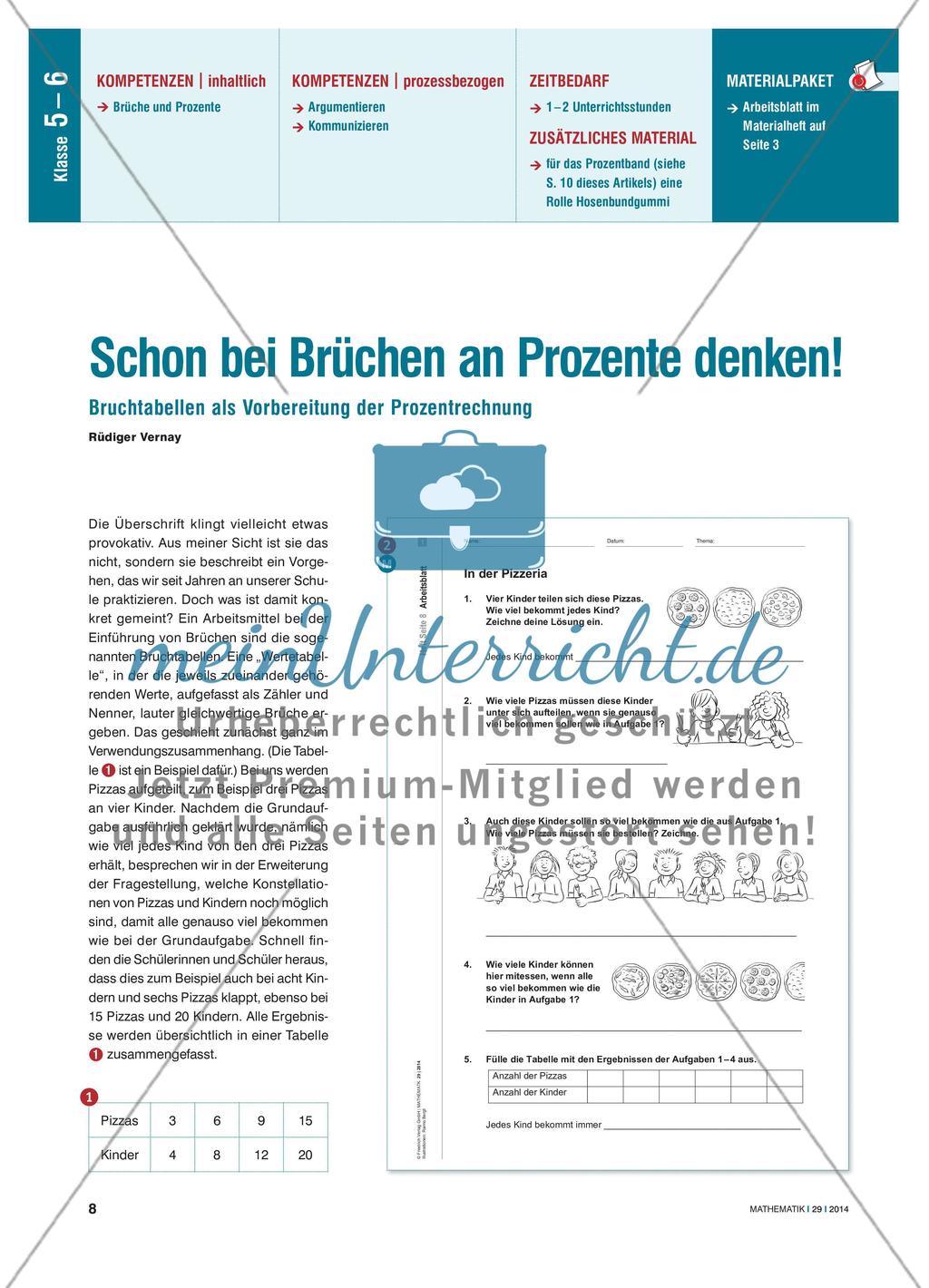 Bruchtabellen als Vorbereitung der Prozentrechnung Preview 1