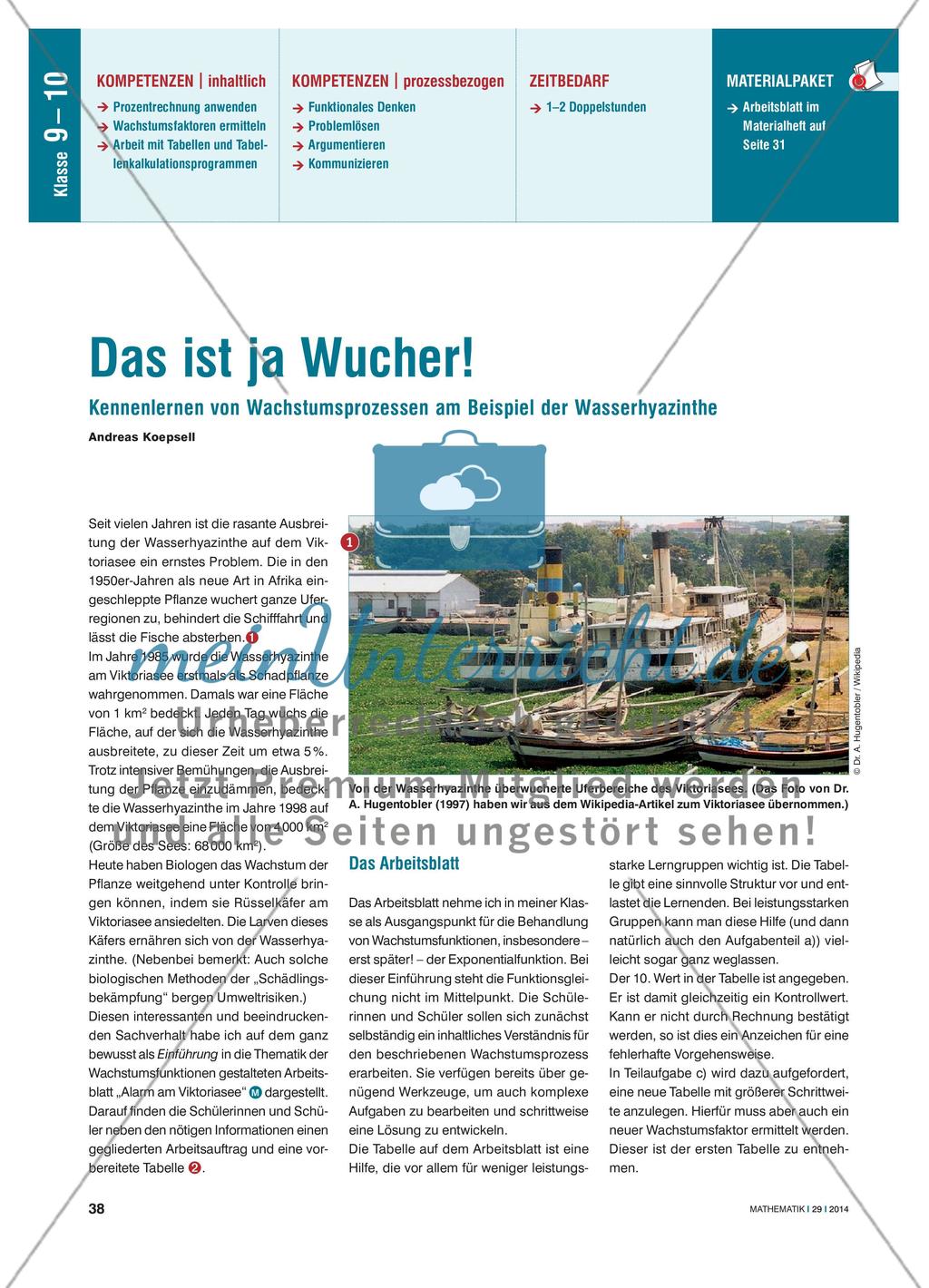 Das ist ja Wucher! - Kennenlernen von Wachstumsprozessen am Beispiel der Wasserhyazinthe Preview 1