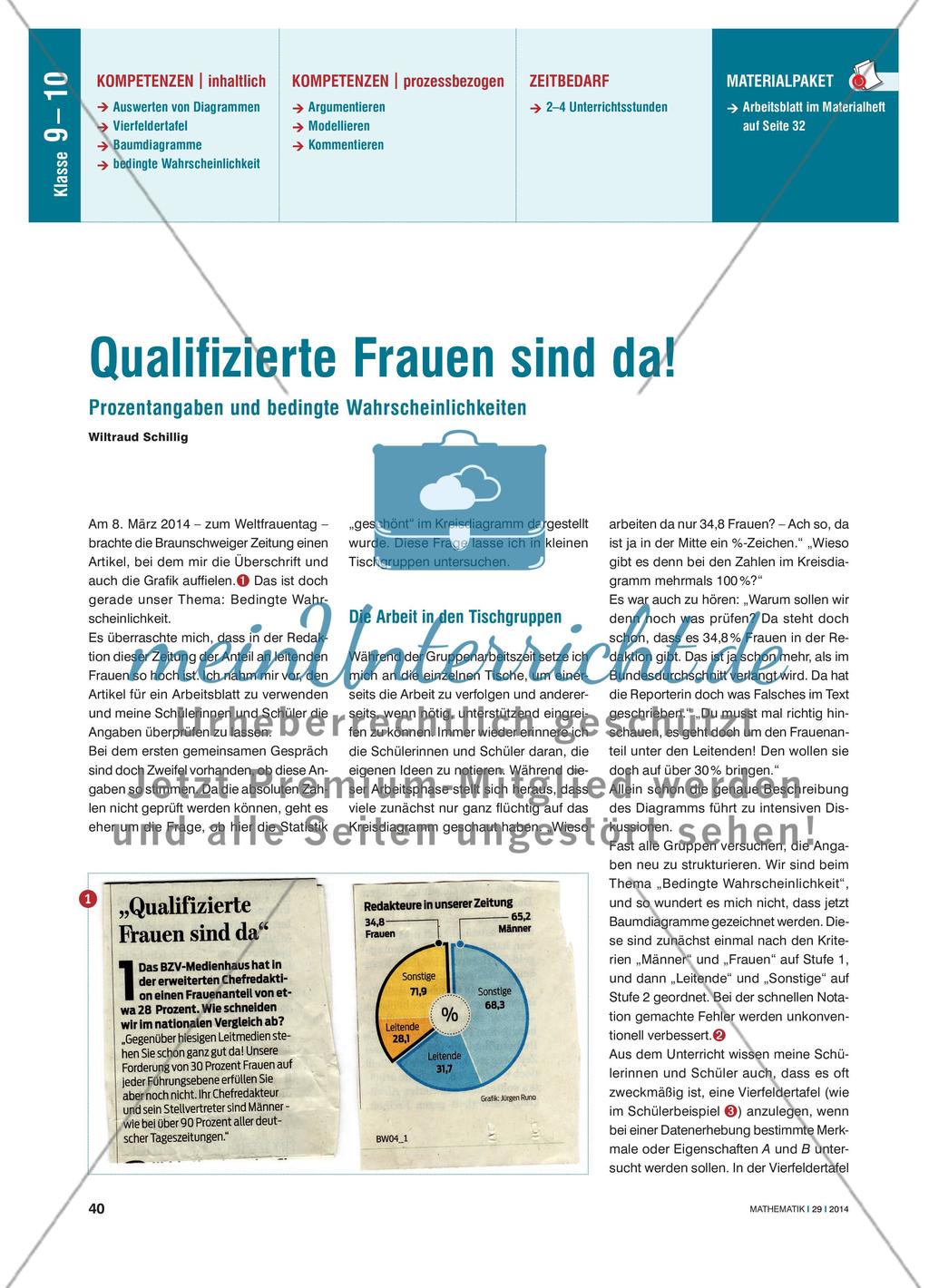 Qualifizierte Frauen sind da! - Prozentangaben und bedingte Wahrscheinlichkeiten Preview 1