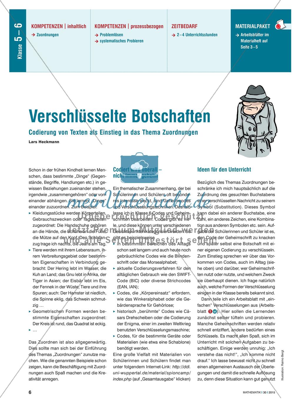 Verschlüsselte Botschaften - Codierung von Texten als Einstieg in das Thema Zuordnungen Preview 1