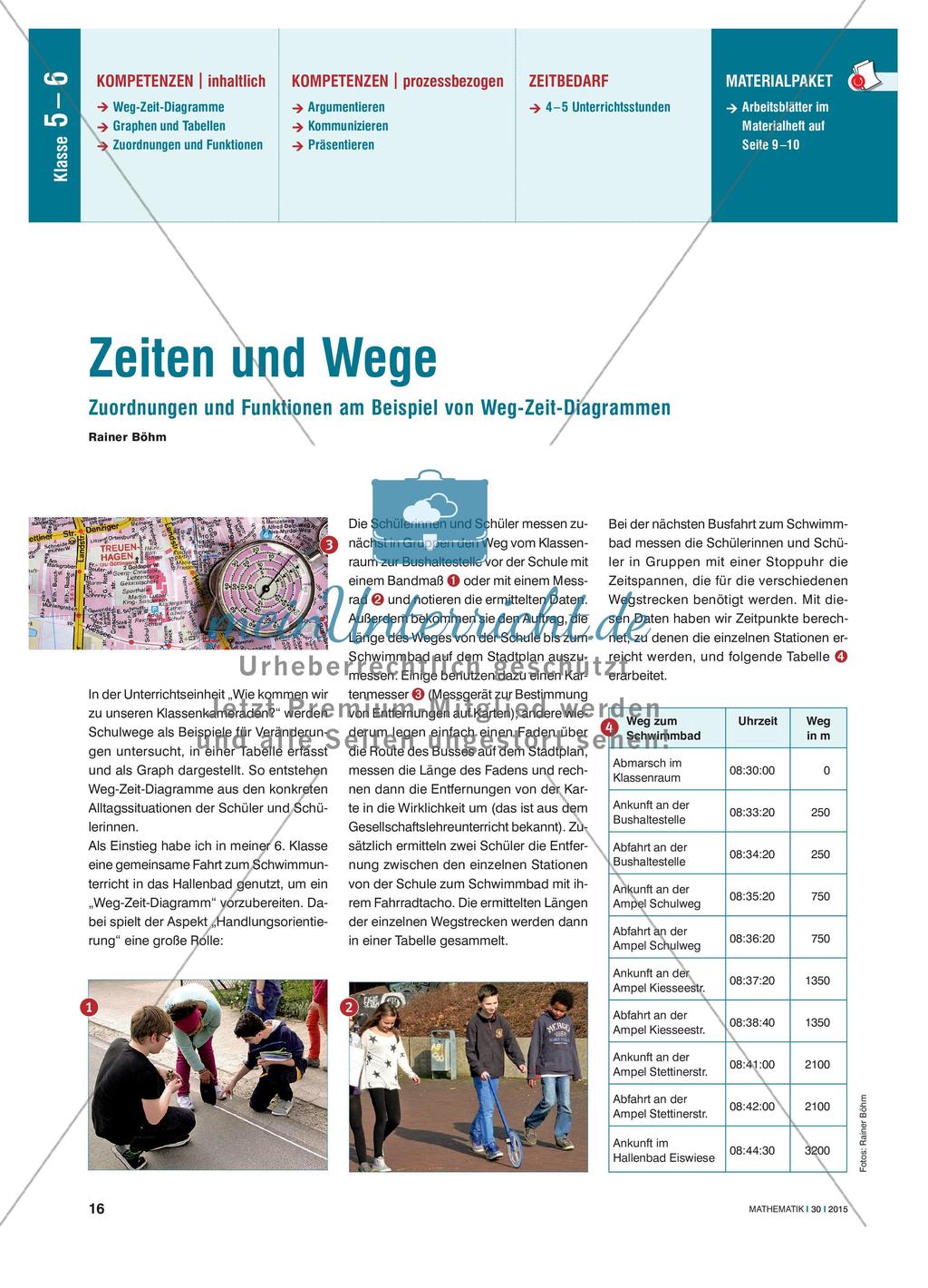 Zeiten und Wege - Zuordnungen und Funktionen am Beispiel von Weg-Zeit-Diagrammen Preview 1