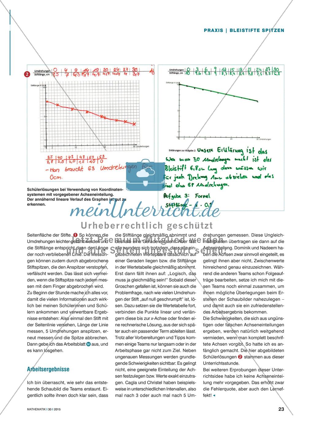 Bleistiftspitzen - Lineare Funktionen in einem ungewohnten Zusammenhang untersuchen Preview 2