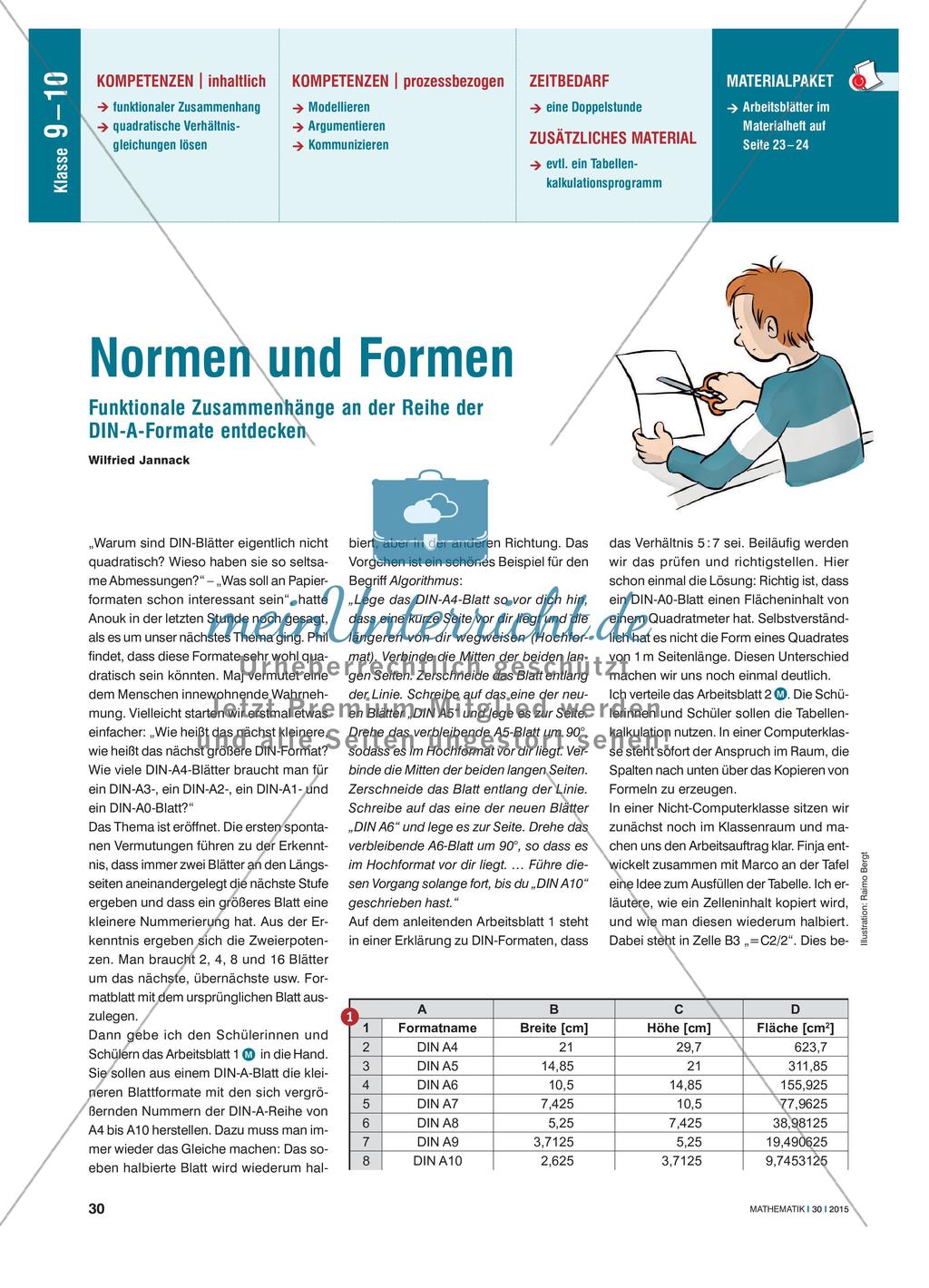 Normen und Formen - Funktionale Zusammenhänge an der Reihe der DIN-A-Formate entdecken Preview 1