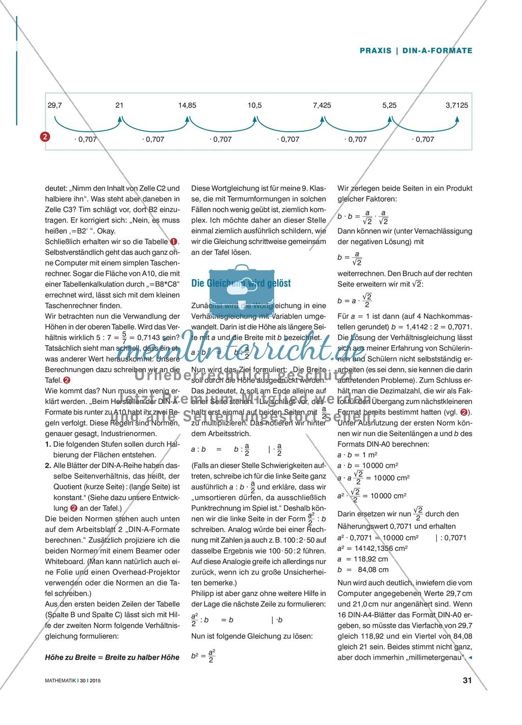 Normen und Formen - Funktionale Zusammenhänge an der Reihe der DIN-A-Formate entdecken Preview 2
