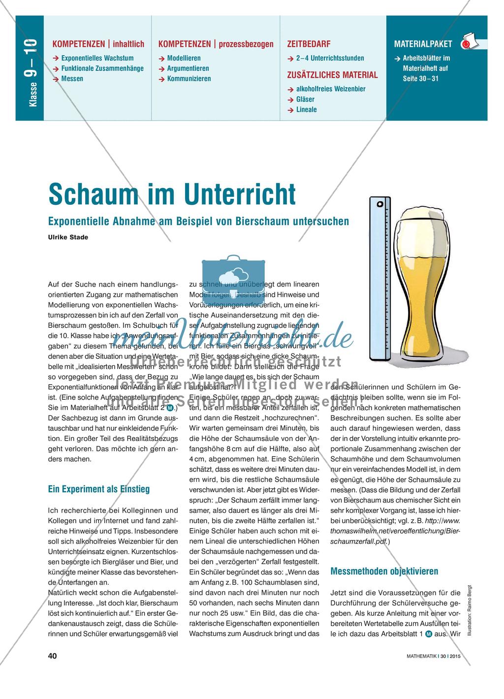 Schaum im Unterricht - Exponentielle Abnahme am Beispiel von Bierschaum untersuchen Preview 1