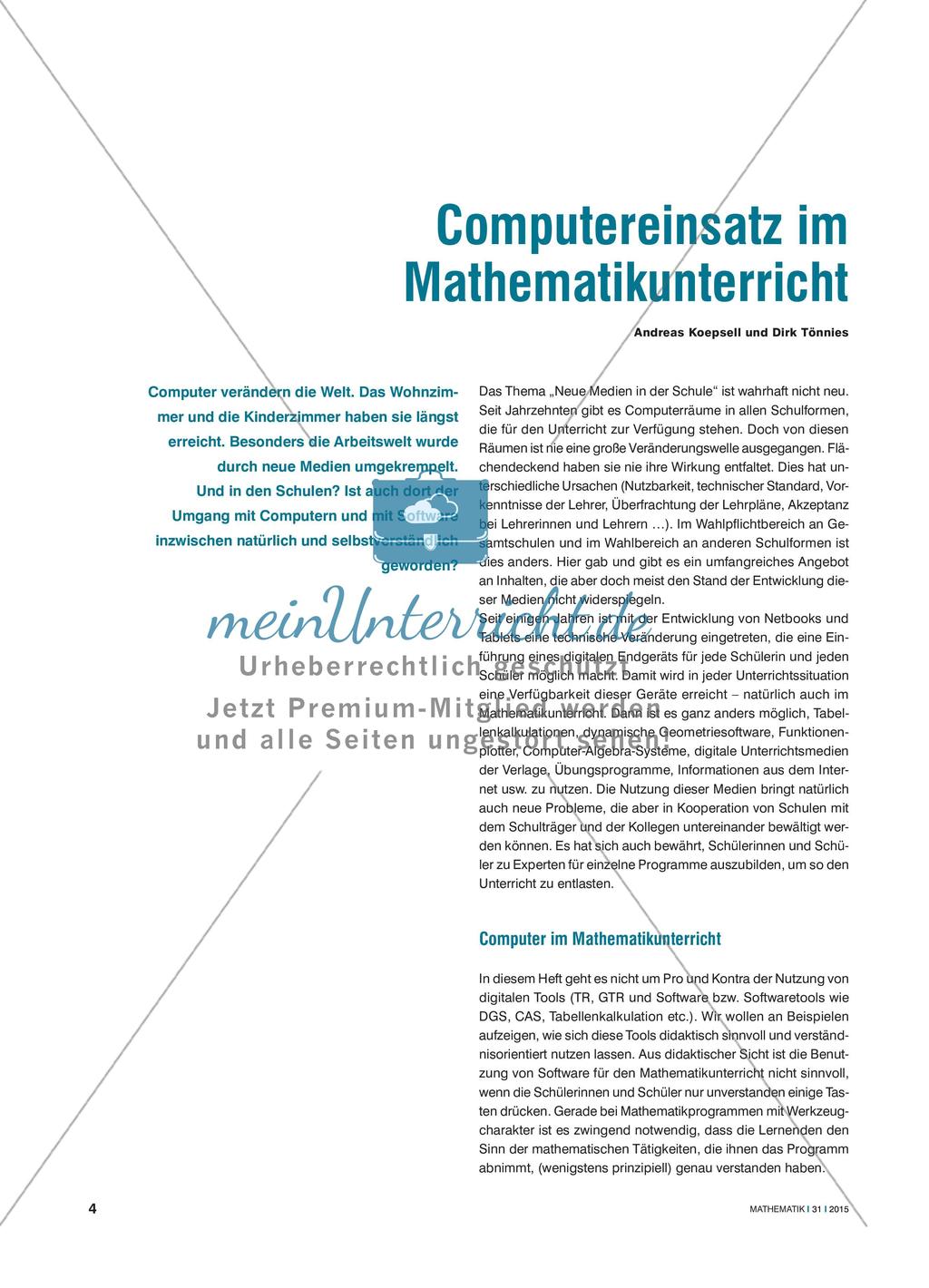 Computereinsatz im Mathematikunterricht Preview 1
