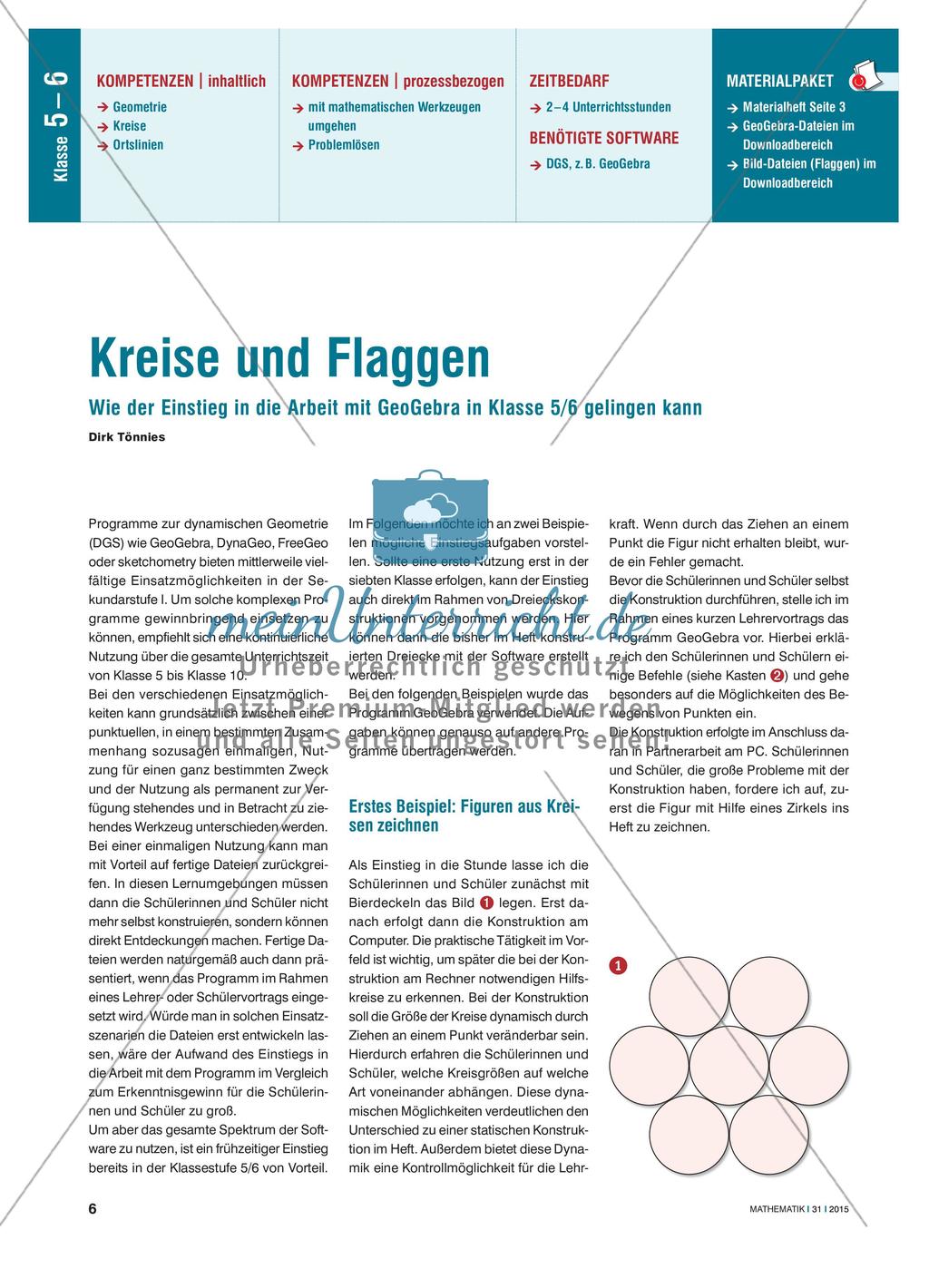 Kreise und Flaggen - Wie der Einstieg in die Arbeit mit GeoGebra gelingen kann Preview 1