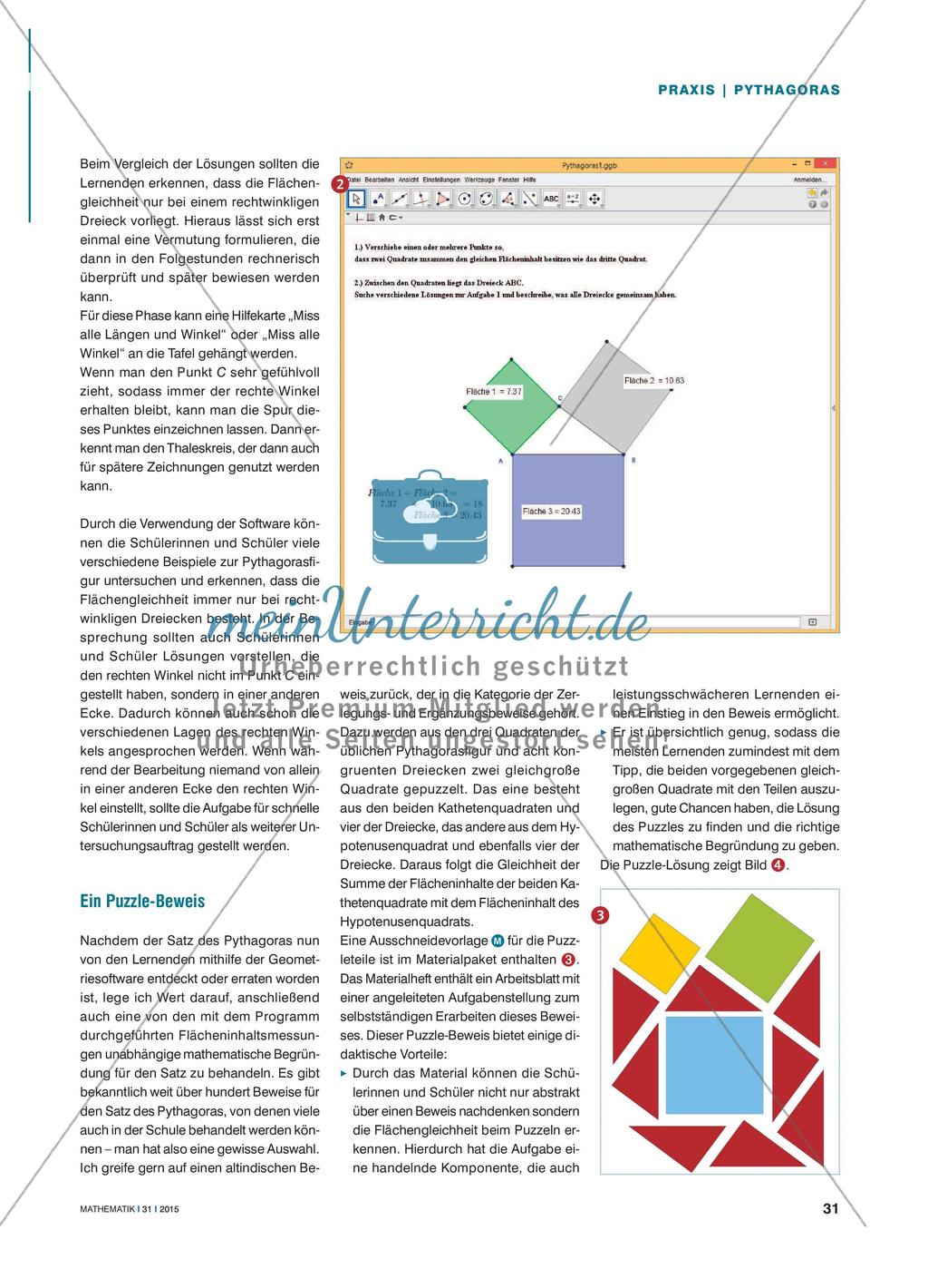 Rund um den Satz des Pythagoras - Erkenntnisse gewinnen durch dynamische Geometriesoftware Preview 2