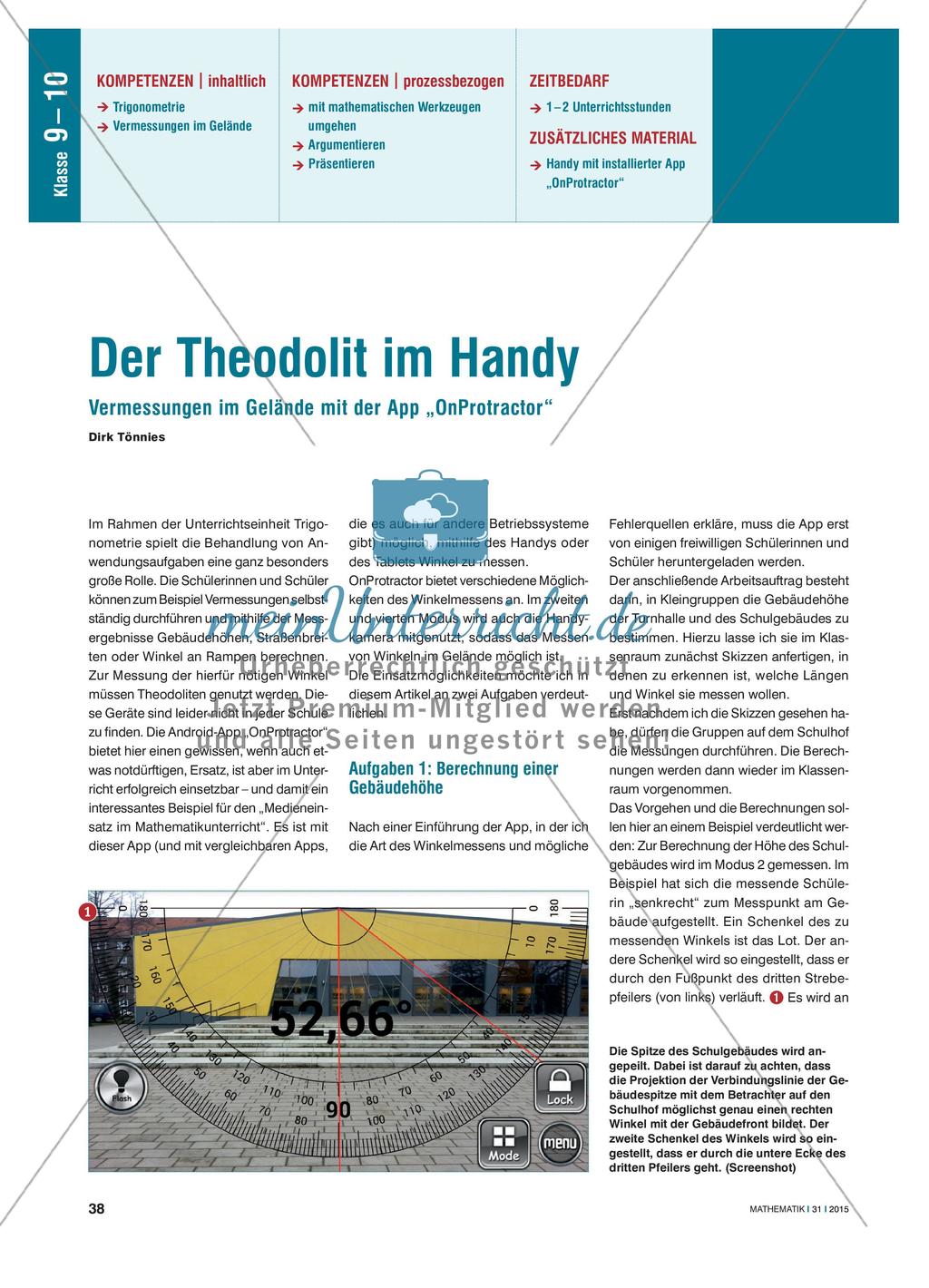 Der Theodolit im Handy - Vermessungen im Gelände mit der App „OnProtractor“ Preview 1