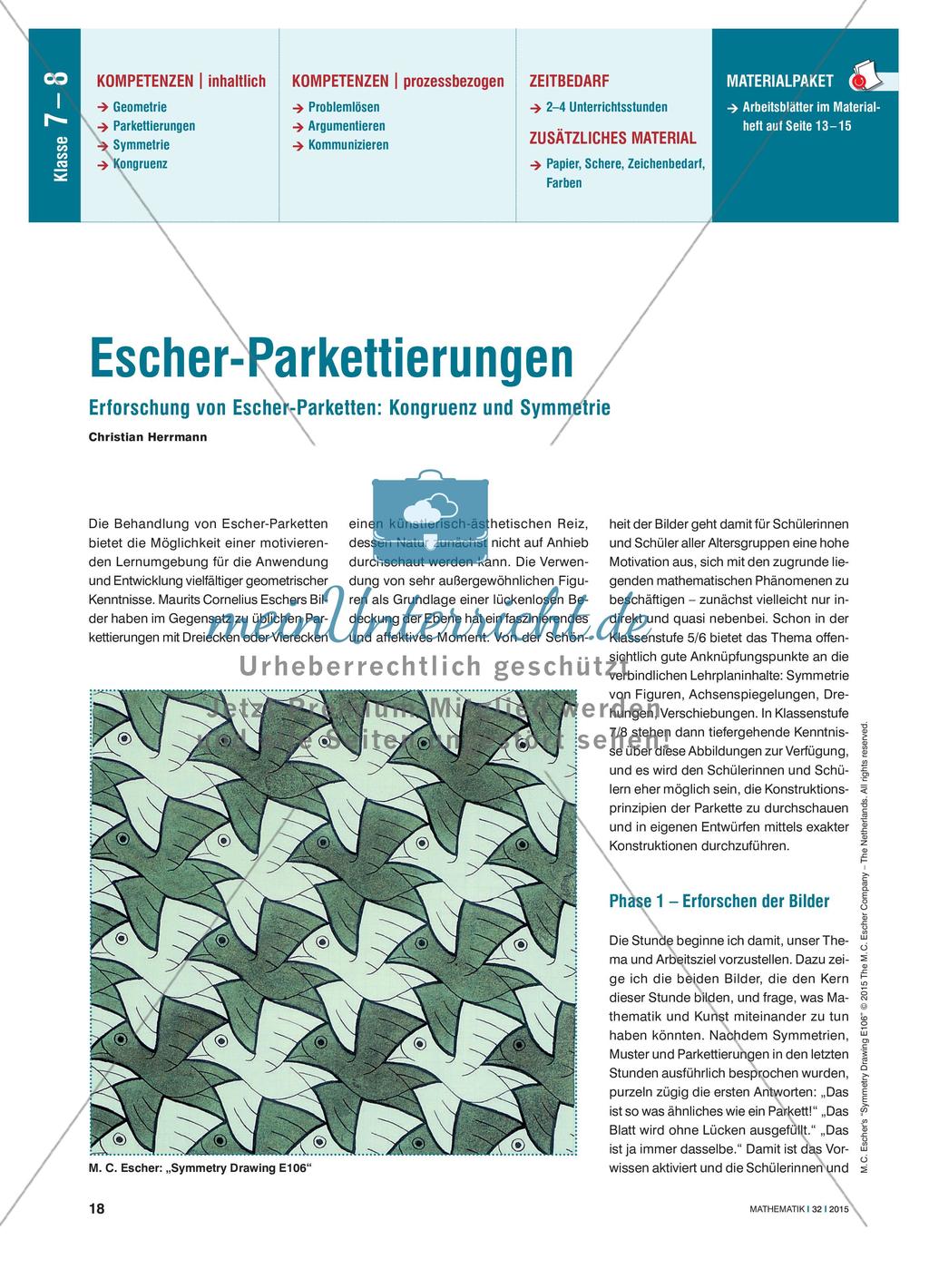 Erforschung von Escher-Parketten: Kongruenz und Symmetrie Preview 1