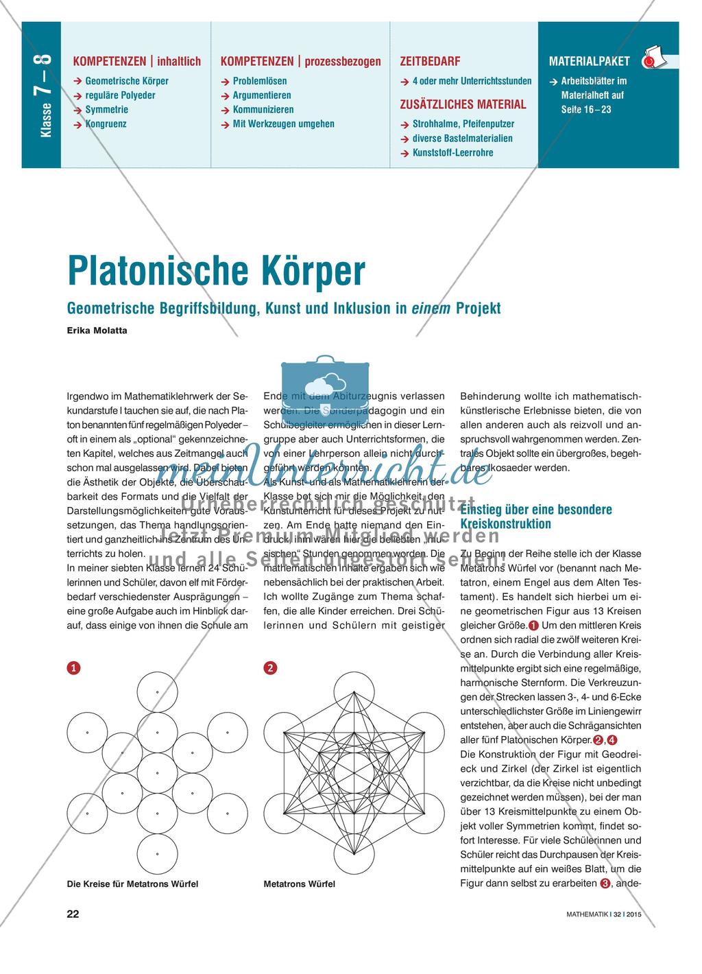 Platonische Körper - Geometrische Begriffsbildung, Kunst und Inklusion in einem Projekt Preview 1