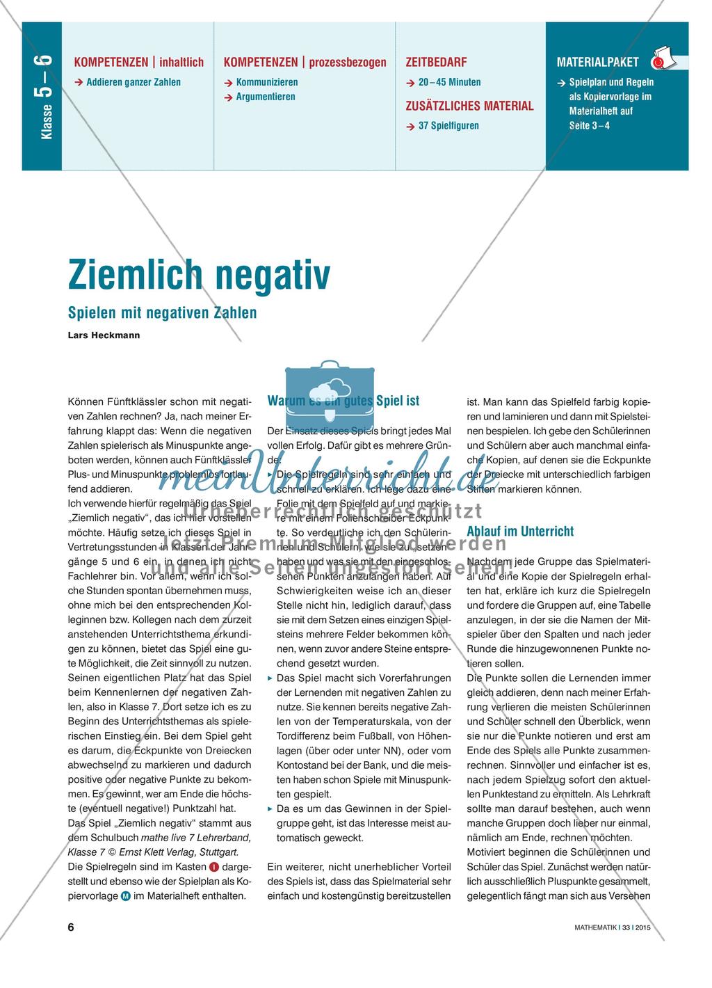 Ziemlich negativ - Spielen mit negativen Zahlen Preview 1
