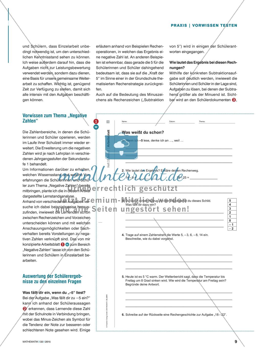 Das ist ja weniger als nichts! - Vorerfahrungen zum Thema „Negativen Zahlen“ ermitteln Preview 2
