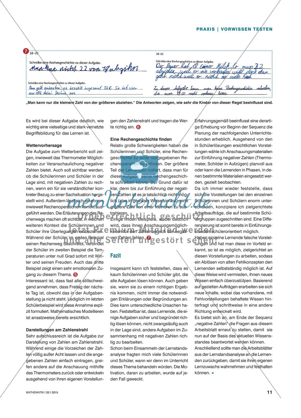 Das ist ja weniger als nichts! - Vorerfahrungen zum Thema „Negativen Zahlen“ ermitteln Preview 4