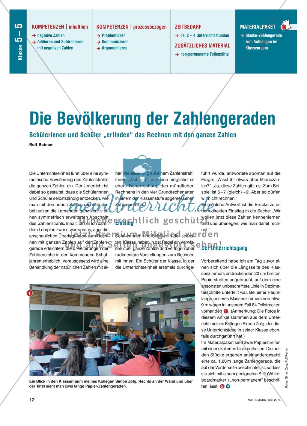 Die Bevölkerung der Zahlengeraden - SuS „erfinden“ das Rechnen mit den ganzen Zahlen Preview 1