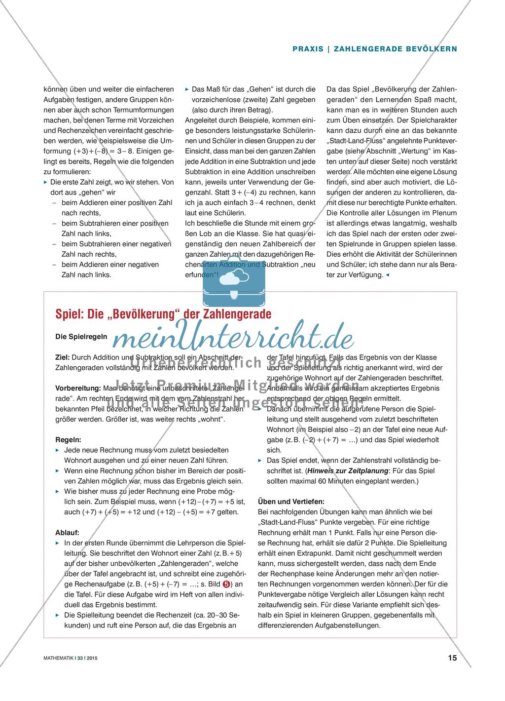 Die Bevölkerung der Zahlengeraden - SuS „erfinden“ das Rechnen mit den ganzen Zahlen Preview 4