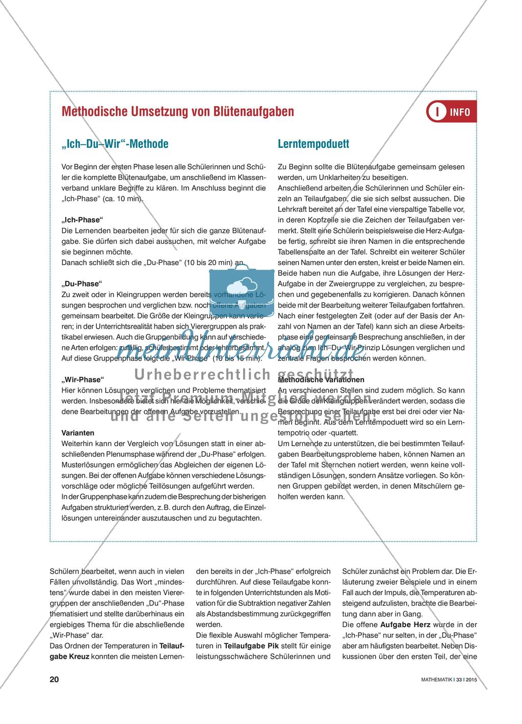 Blütenbildung bei Minusgraden - Blütenaufgaben zu negativen Zahlen Preview 3