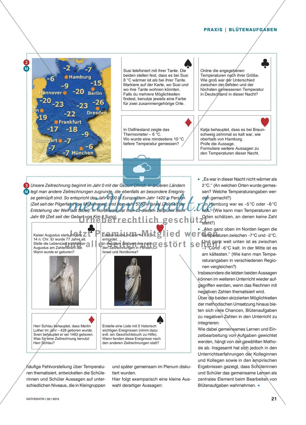Blütenbildung bei Minusgraden - Blütenaufgaben zu negativen Zahlen Preview 4