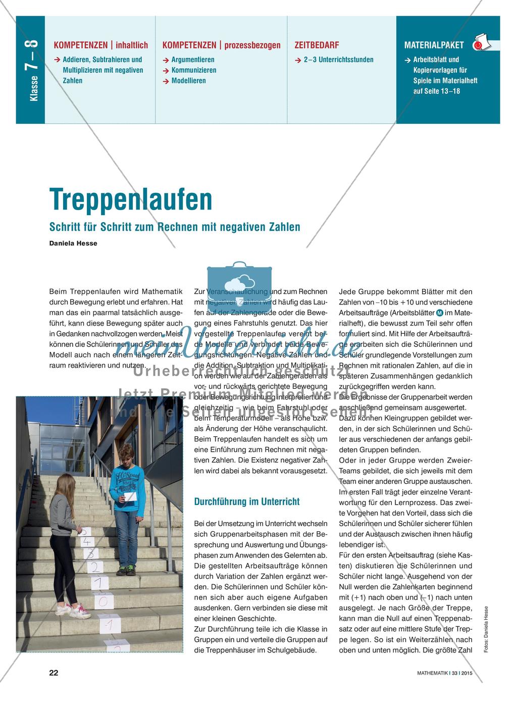 Treppenlaufen - Schritt für Schritt zum Rechnen mit negativen Zahlen Preview 1