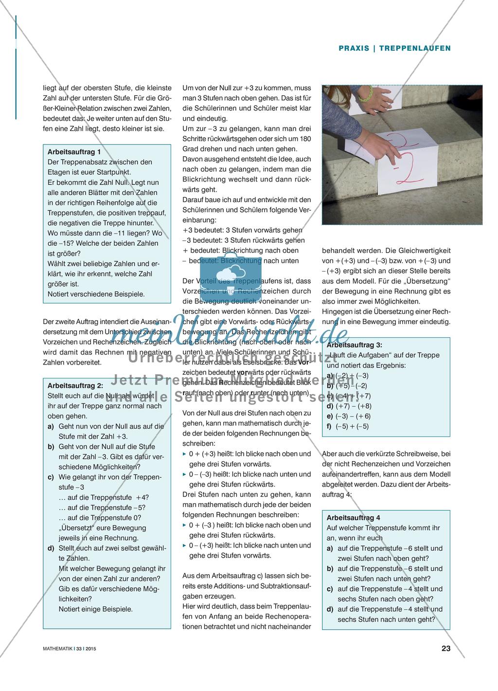 Treppenlaufen - Schritt für Schritt zum Rechnen mit negativen Zahlen Preview 2