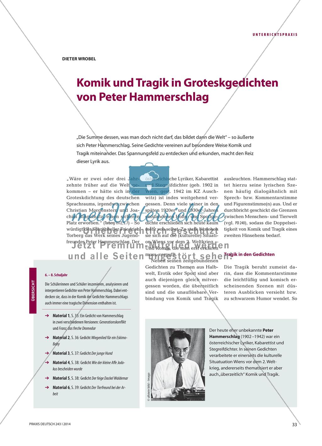 Komik und Tragik in Groteskgedichten von Peter Hammerschlag Preview 1