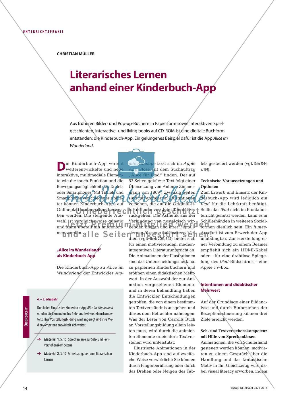 Literarisches Lernen anhand einer Kinderbuch-App Preview 1