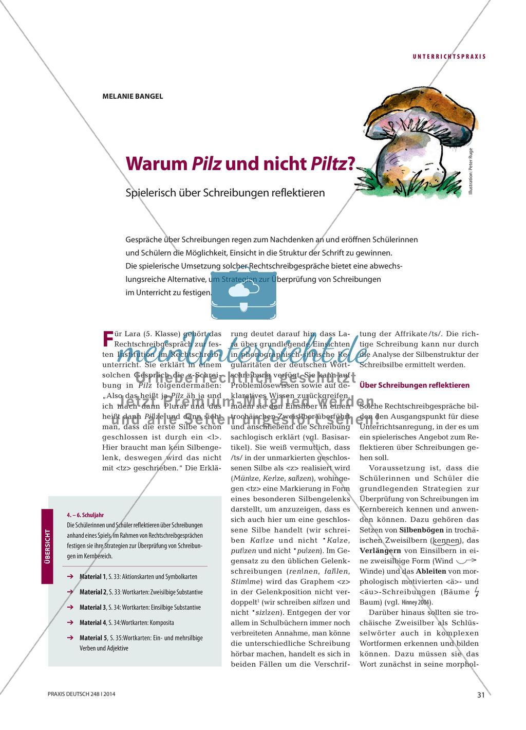 Warum Pilz und nicht Piltz? - Spielerisch über Schreibungen reflektieren Preview 1