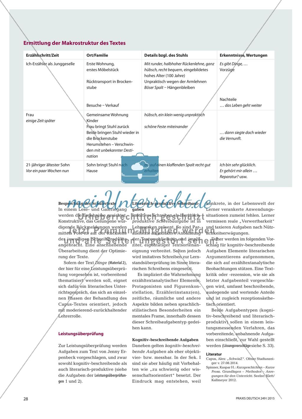 Dinge behalten, verlieren, erinnern - Lern- und Leistungsaufgaben zu autobiografischer Kurzprosa Preview 3