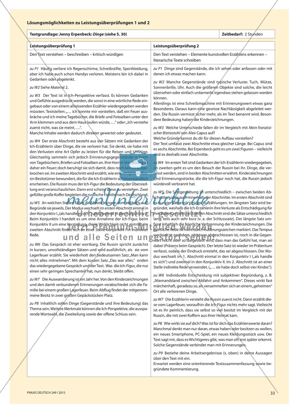 Dinge behalten, verlieren, erinnern - Lern- und Leistungsaufgaben zu autobiografischer Kurzprosa Preview 8