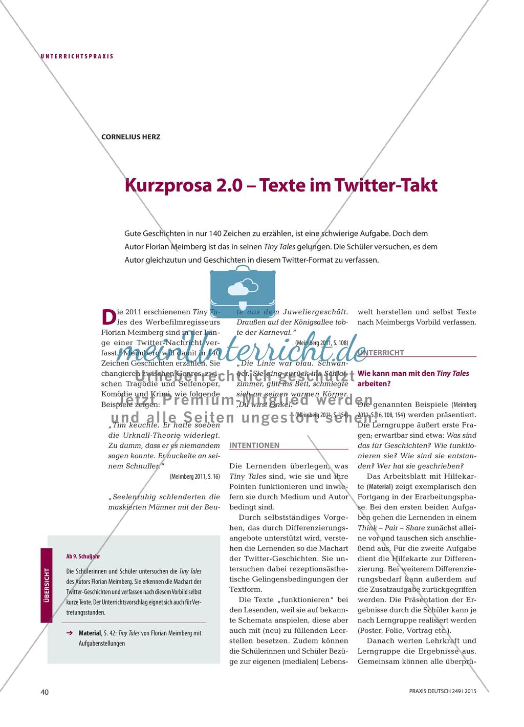 Kurzprosa 2.0 – Texte im Twitter-Takt Preview 1