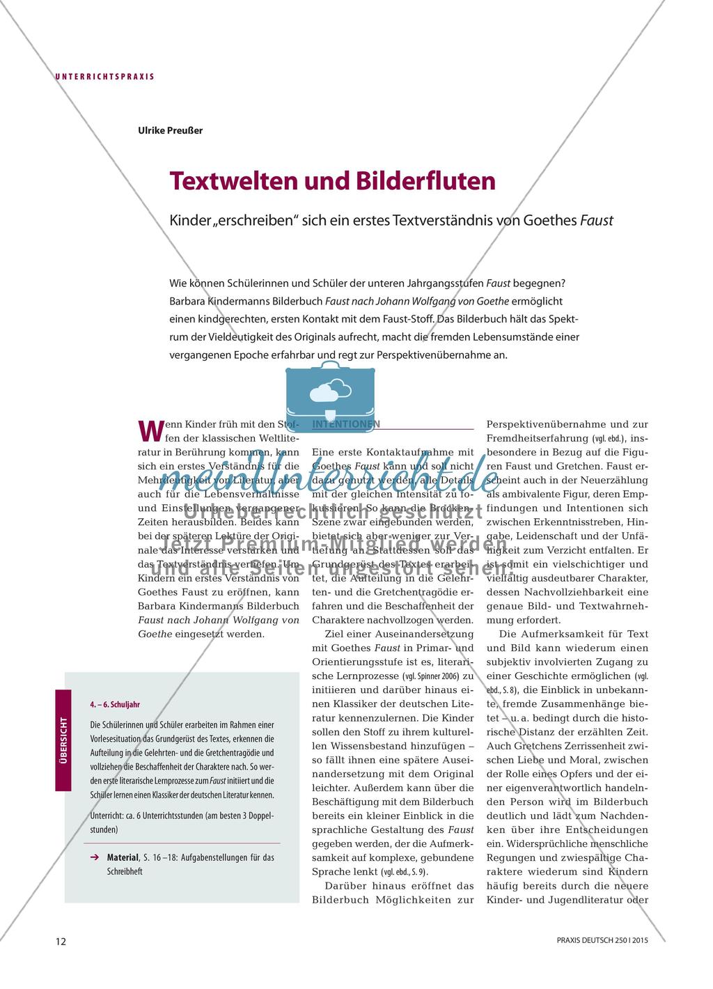 Textwelten und Bilderfluten - Kinder „erschreiben“ sich ein erstes Textverständnis von Goethes Faust Preview 1