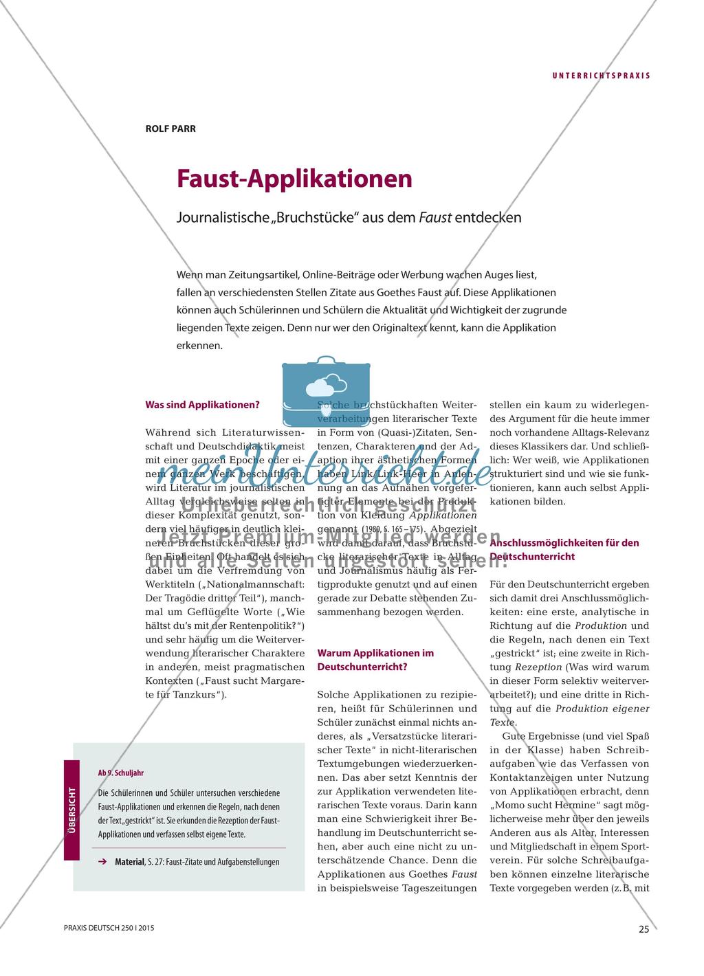 Faust-Applikationen - Journalistische „Bruchstücke“ aus dem Faust entdecken Preview 1