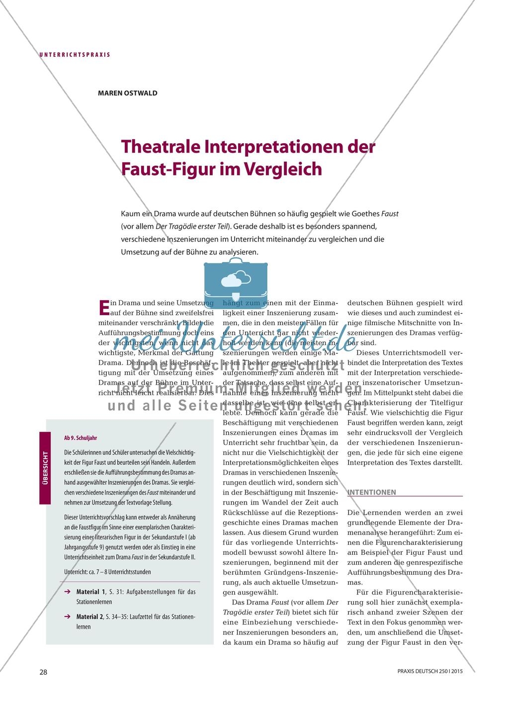 Theatrale Interpretationen der Faust-Figur im Vergleich Preview 1