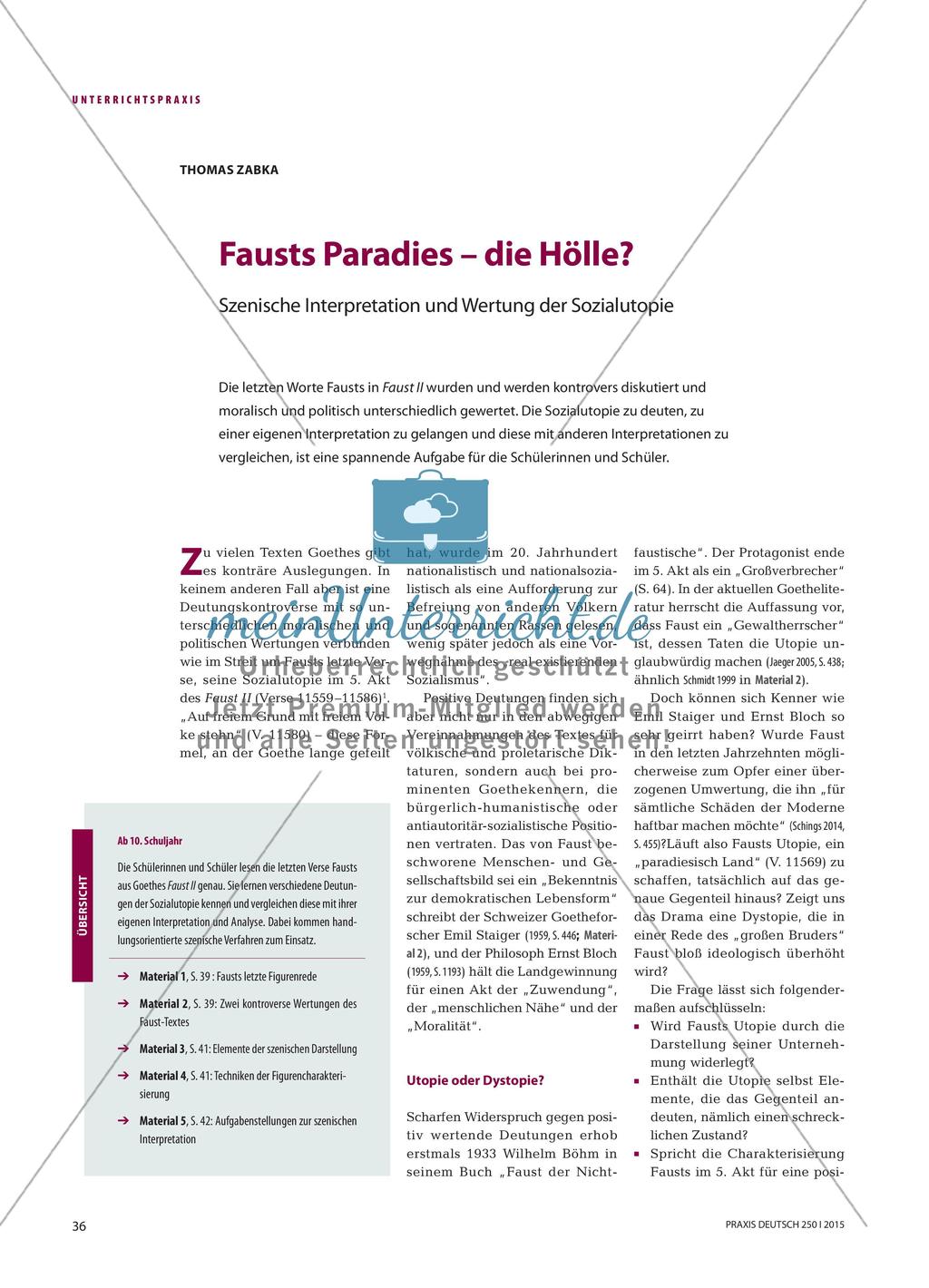Fausts Paradies – die Hölle?: Szenische Interpretation und Wertung der Sozialutopie Preview 1