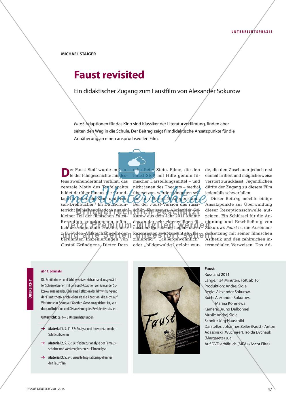 Faust revisited - Ein didaktischer Zugang zum Faustfilm von Alexander Sokurow Preview 1