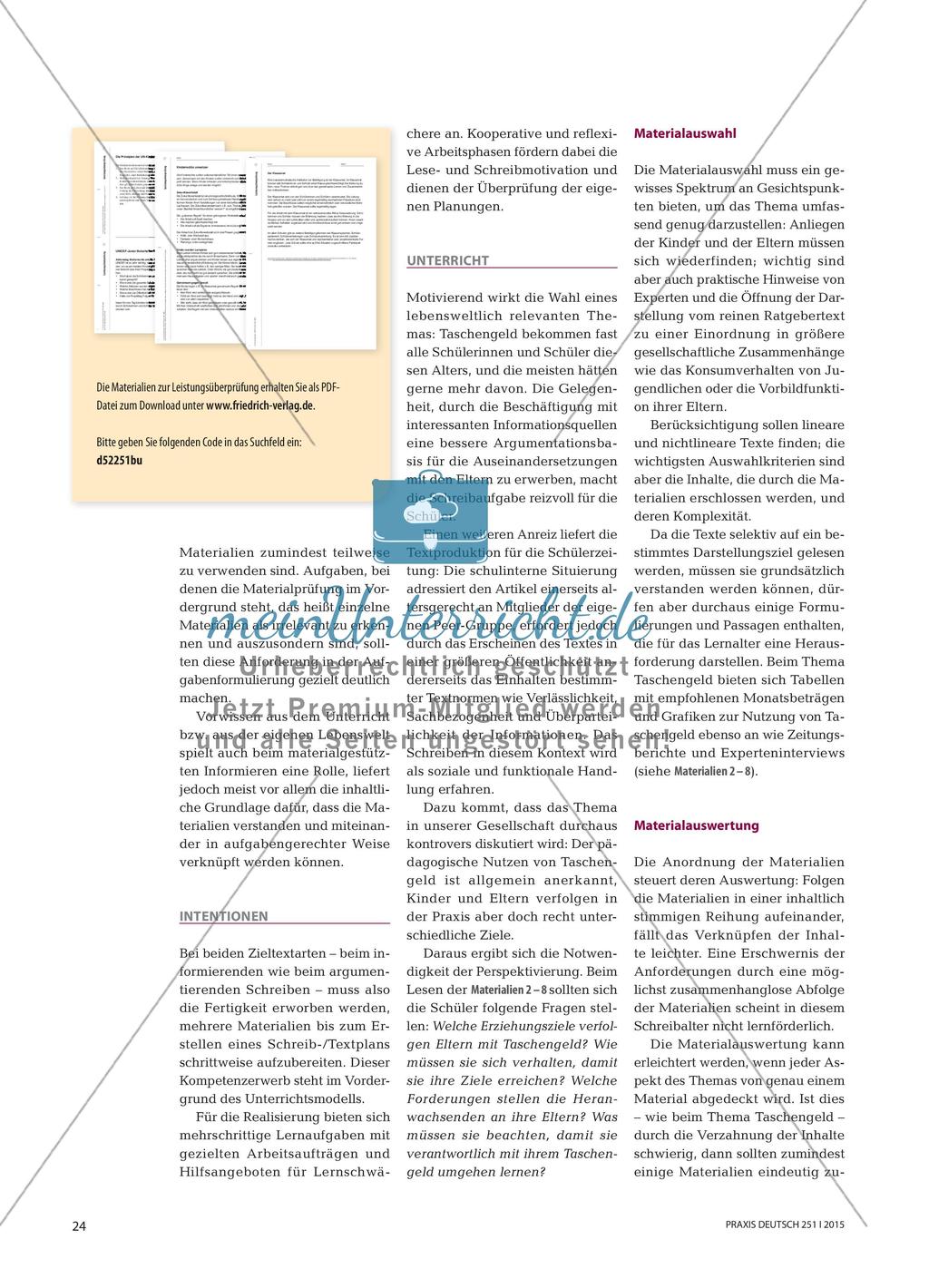 Über Taschengeldfragen informieren Preview 2