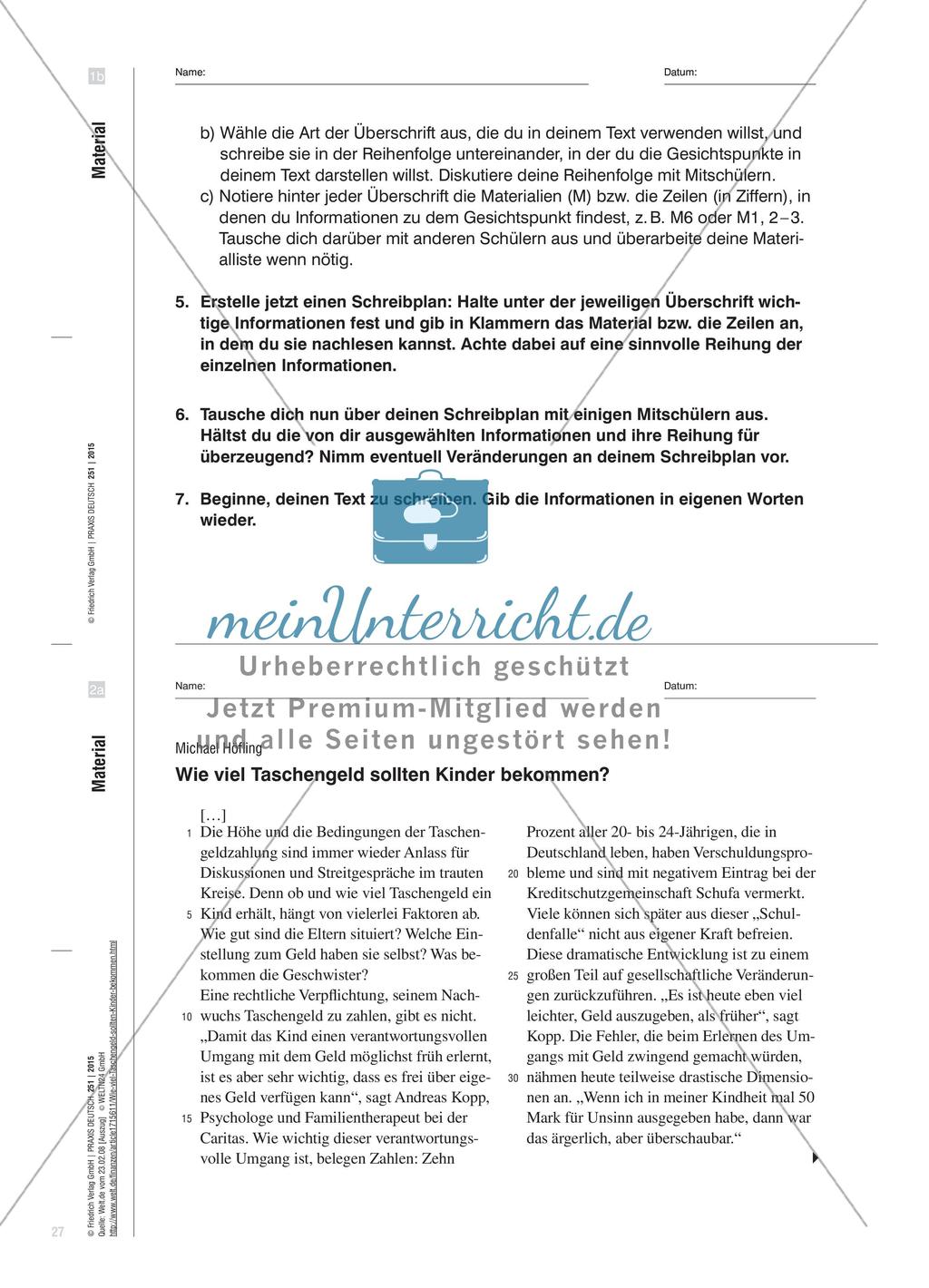 Über Taschengeldfragen informieren Preview 5