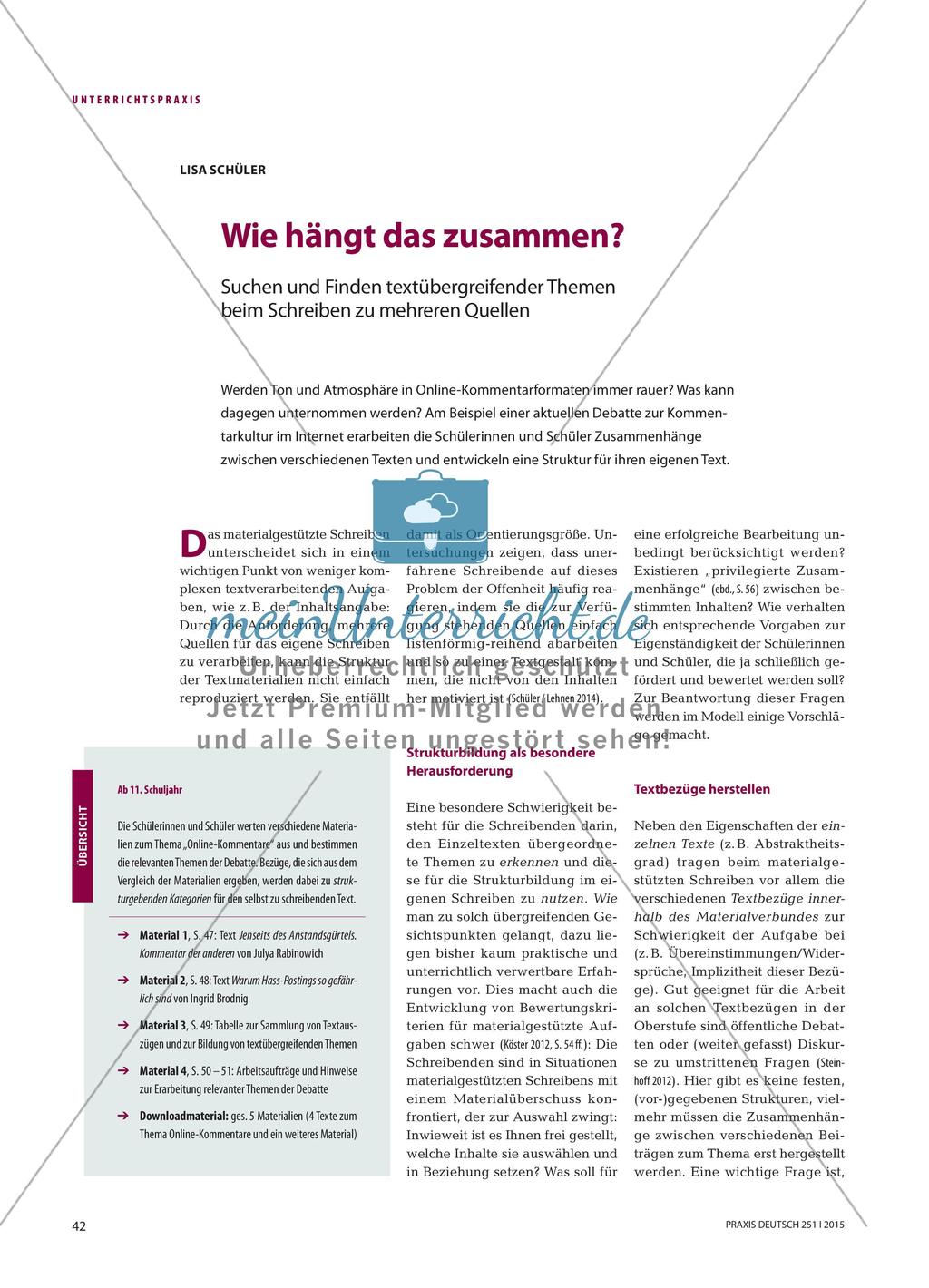 Wie hängt das zusammen? - Suchen und Finden textübergreifender Themen beim Schreiben zu mehreren Quellen Preview 1